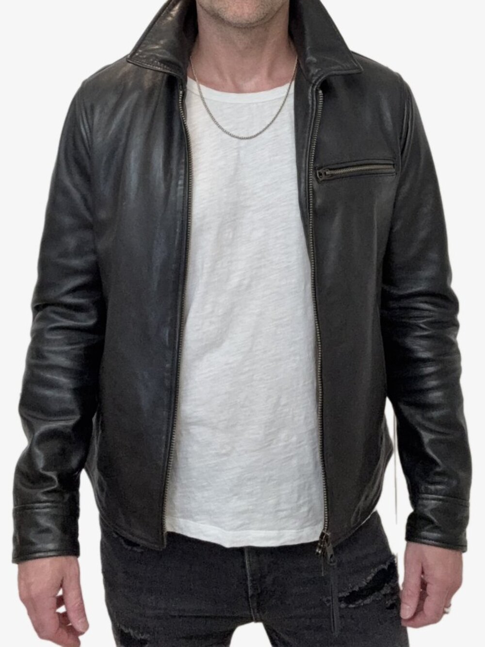 AllSaints Miller Lamb Leather Biker Jacket Black Men's M NWOT